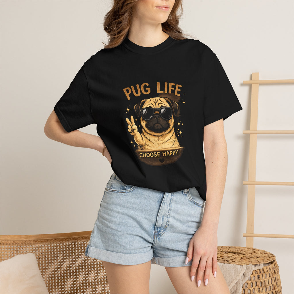 Pug T-Shirt — "Choose Happy" Cute Pug Graphic Tee
