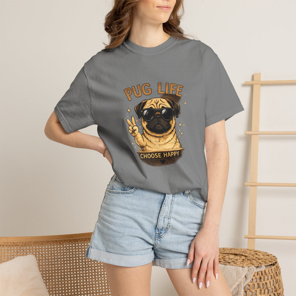 Pug T-Shirt — "Choose Happy" Cute Pug Graphic Tee