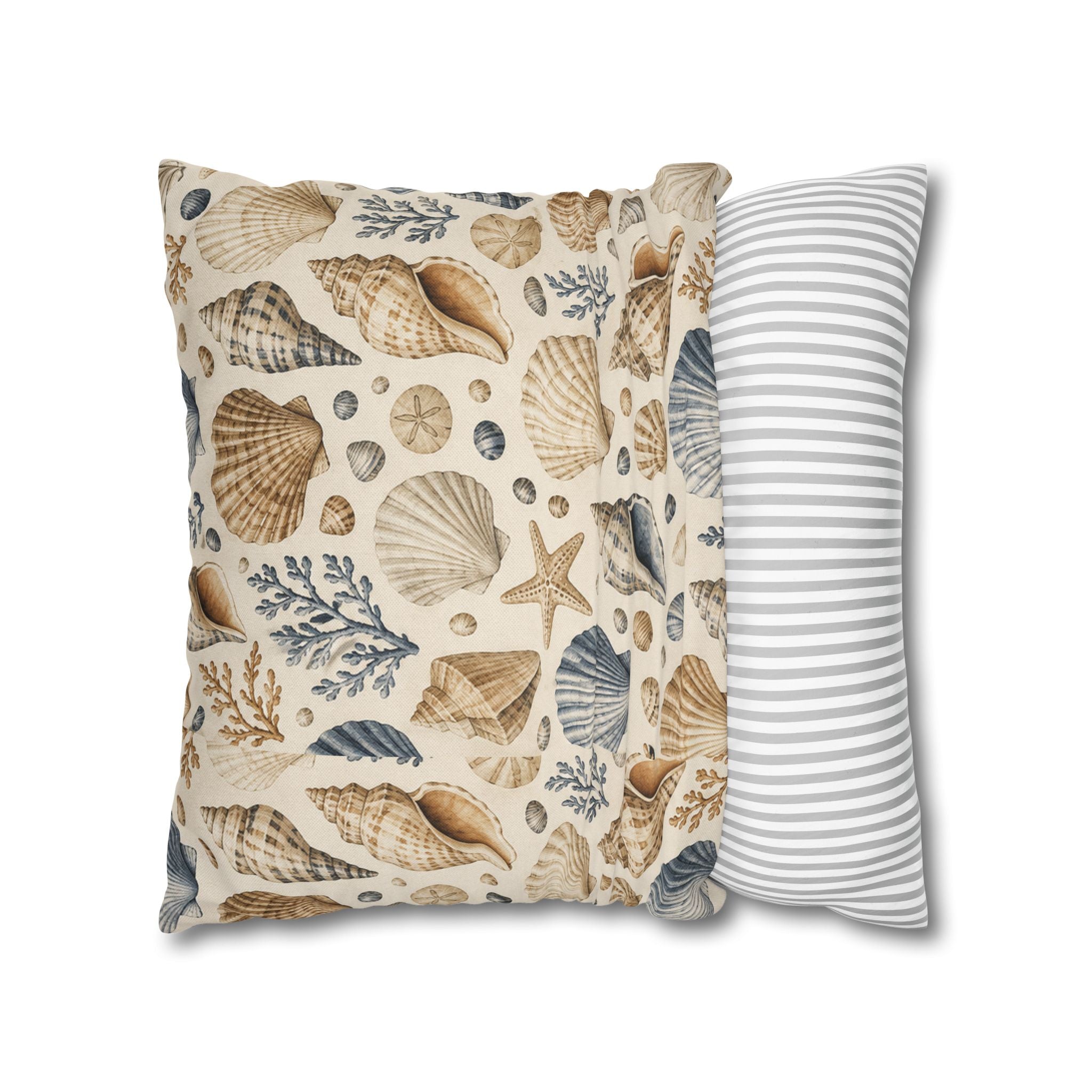 Seashell Coastal Throw Pillow Cover