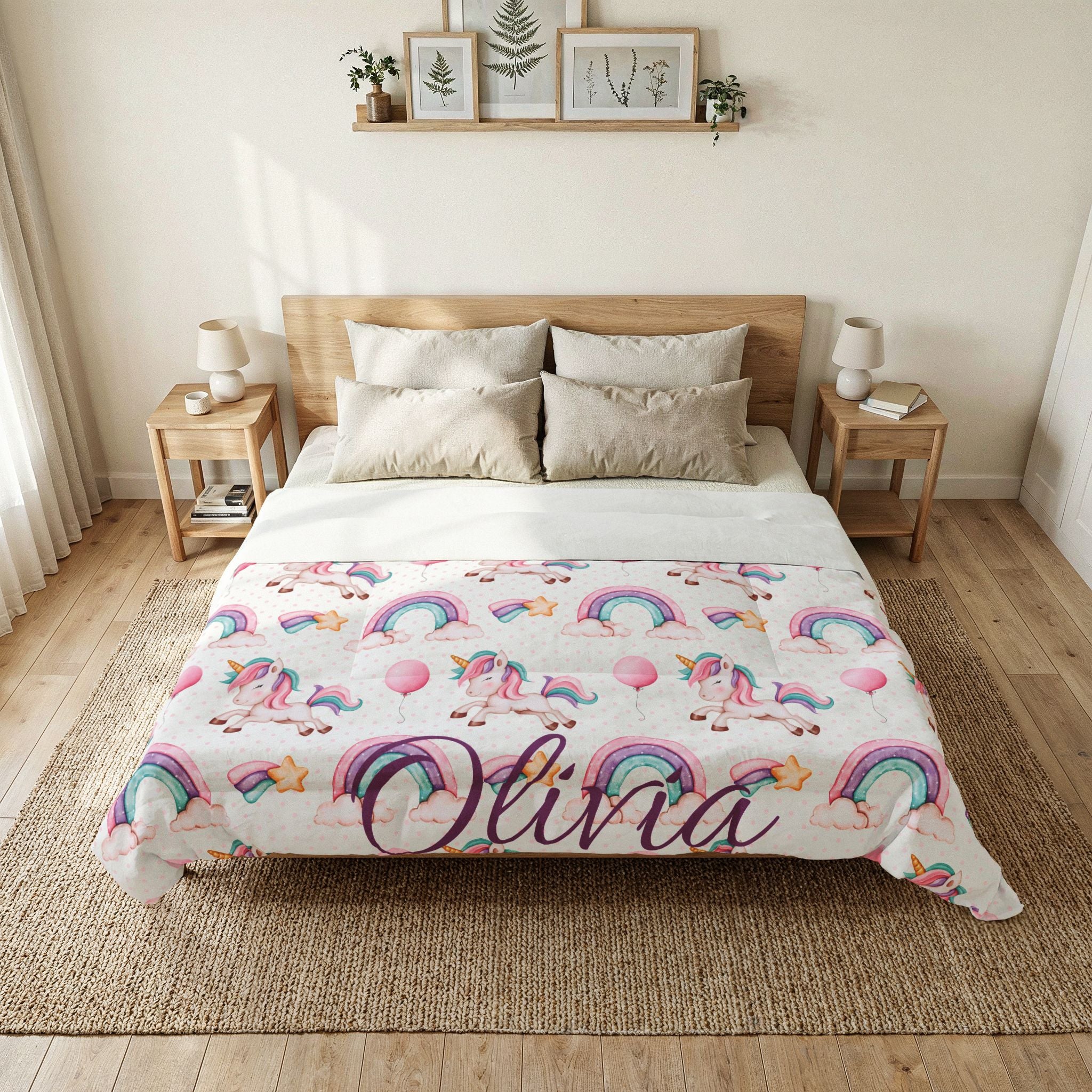 Personalized Unicorn Rainbow Comforter