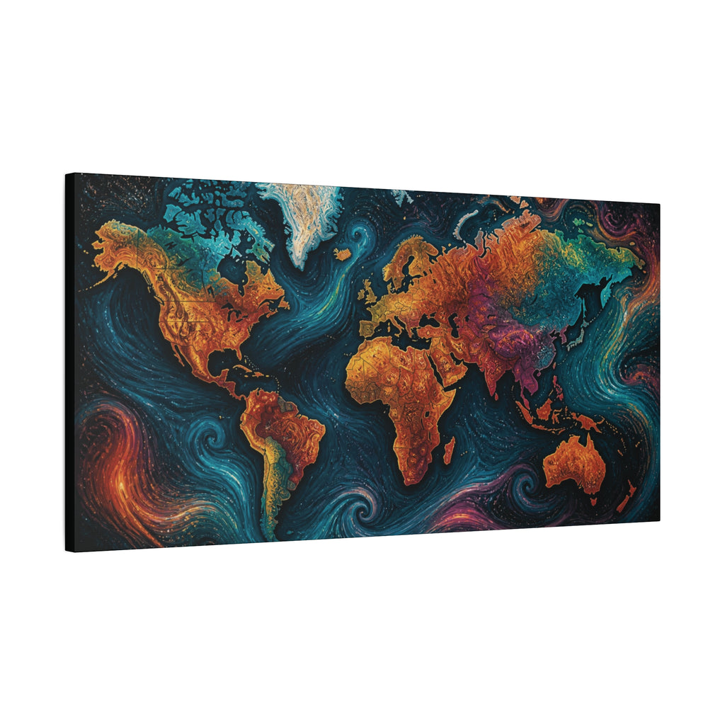 Colorful Abstract World Map Matte Canvas