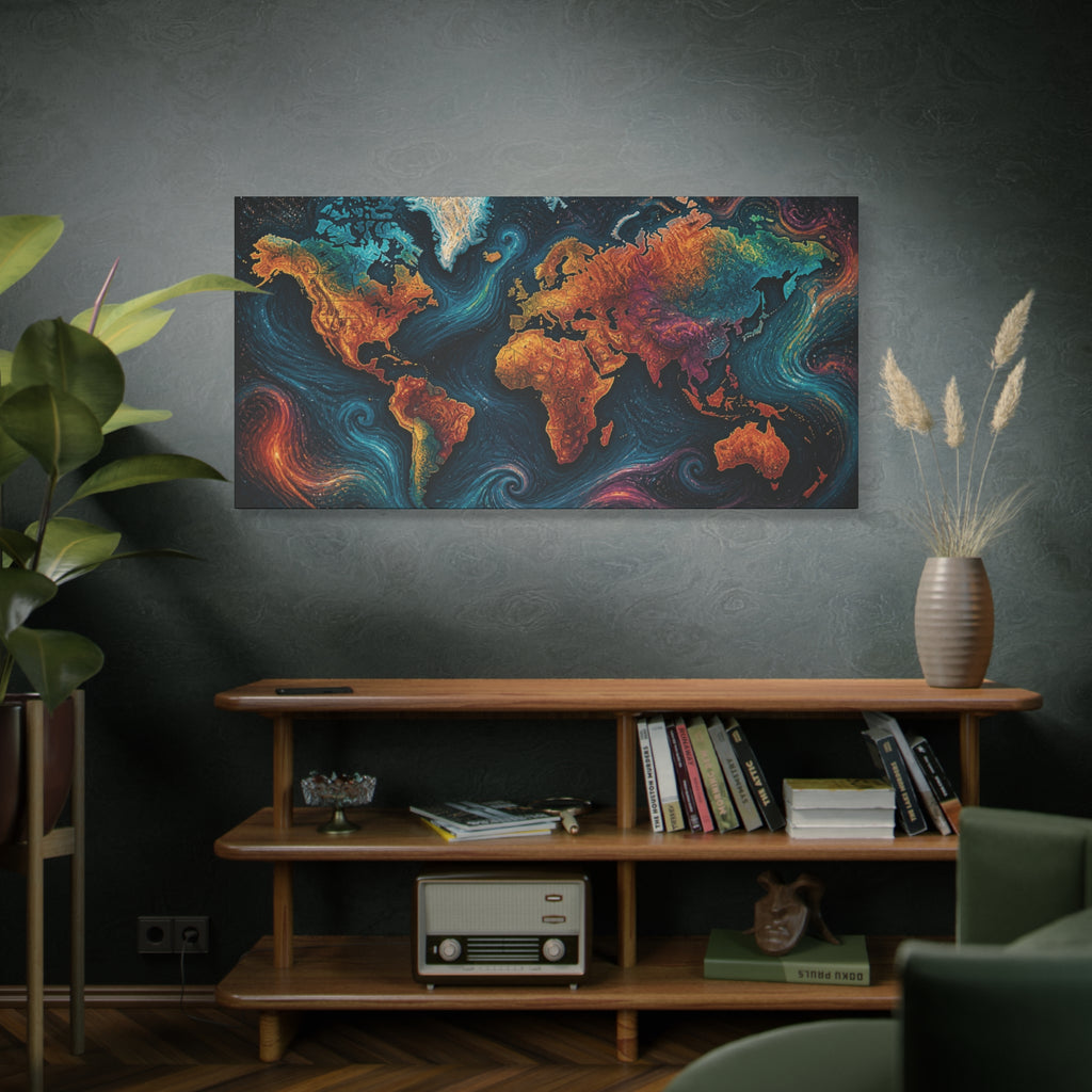 Colorful Abstract World Map Matte Canvas