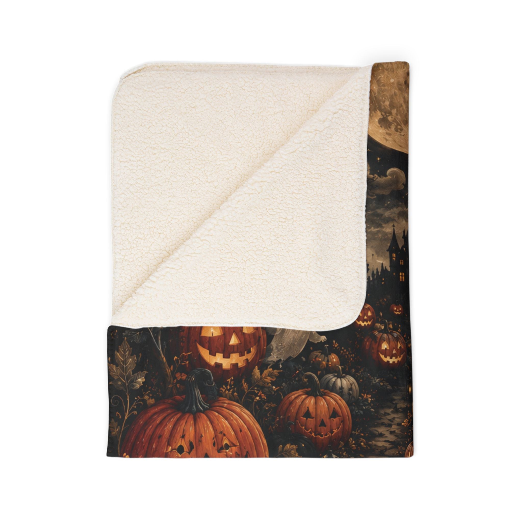 Jack-o'-Lantern Pumpkin Patch Fleece Blanket | Cute Ghosts Halloween Throw