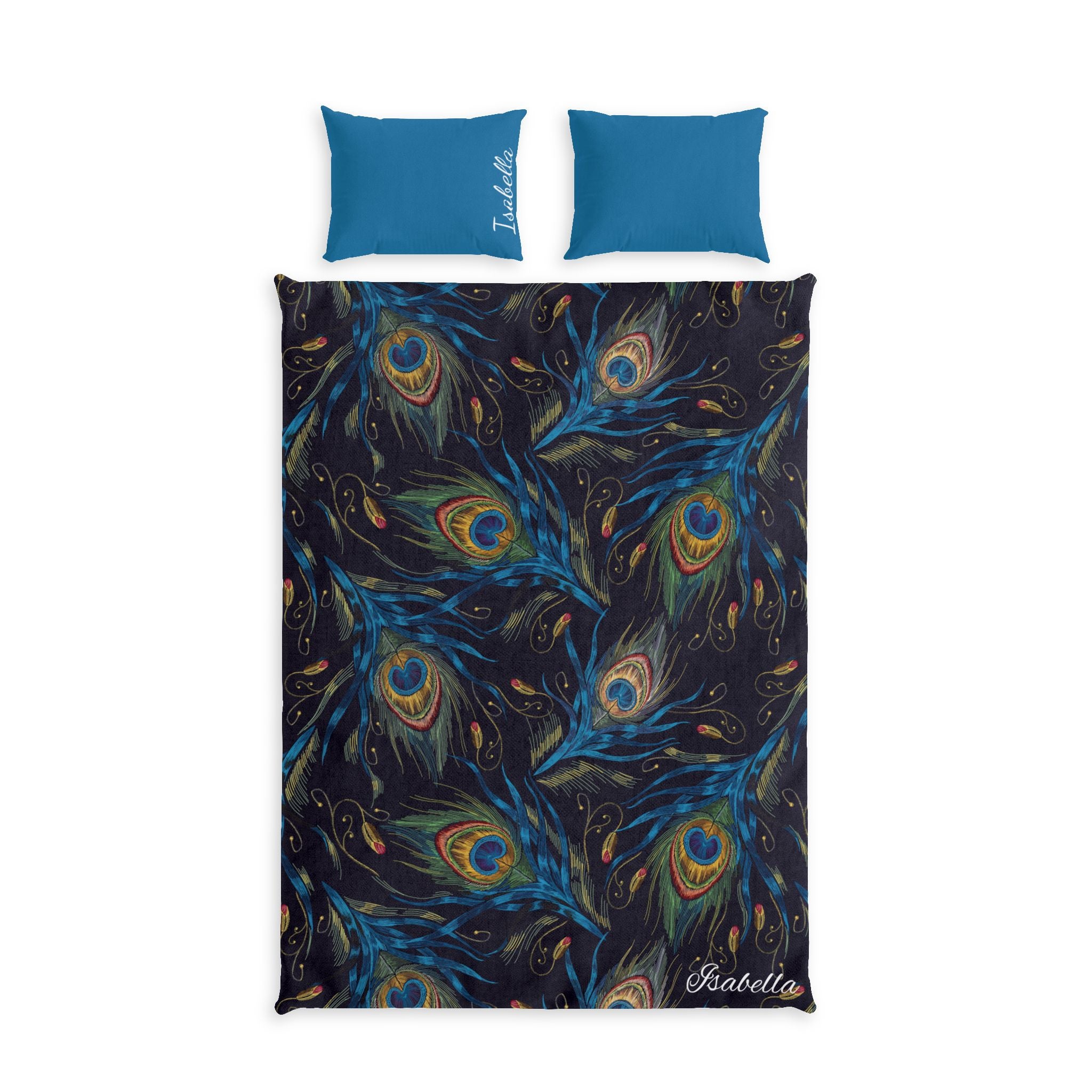 Personalized Bedding | College | Peacock Feather Duvet Cover