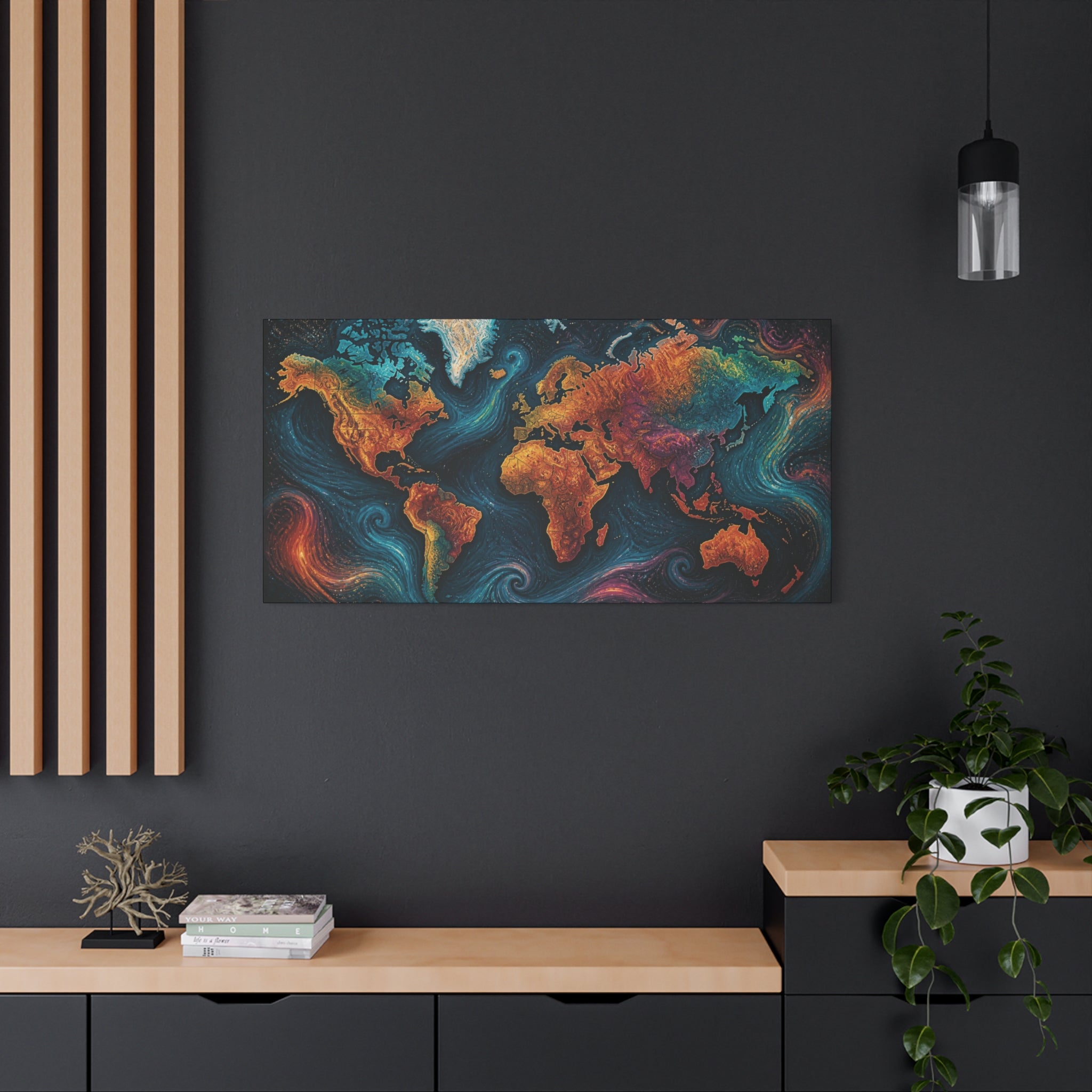 Colorful Abstract World Map Matte Canvas