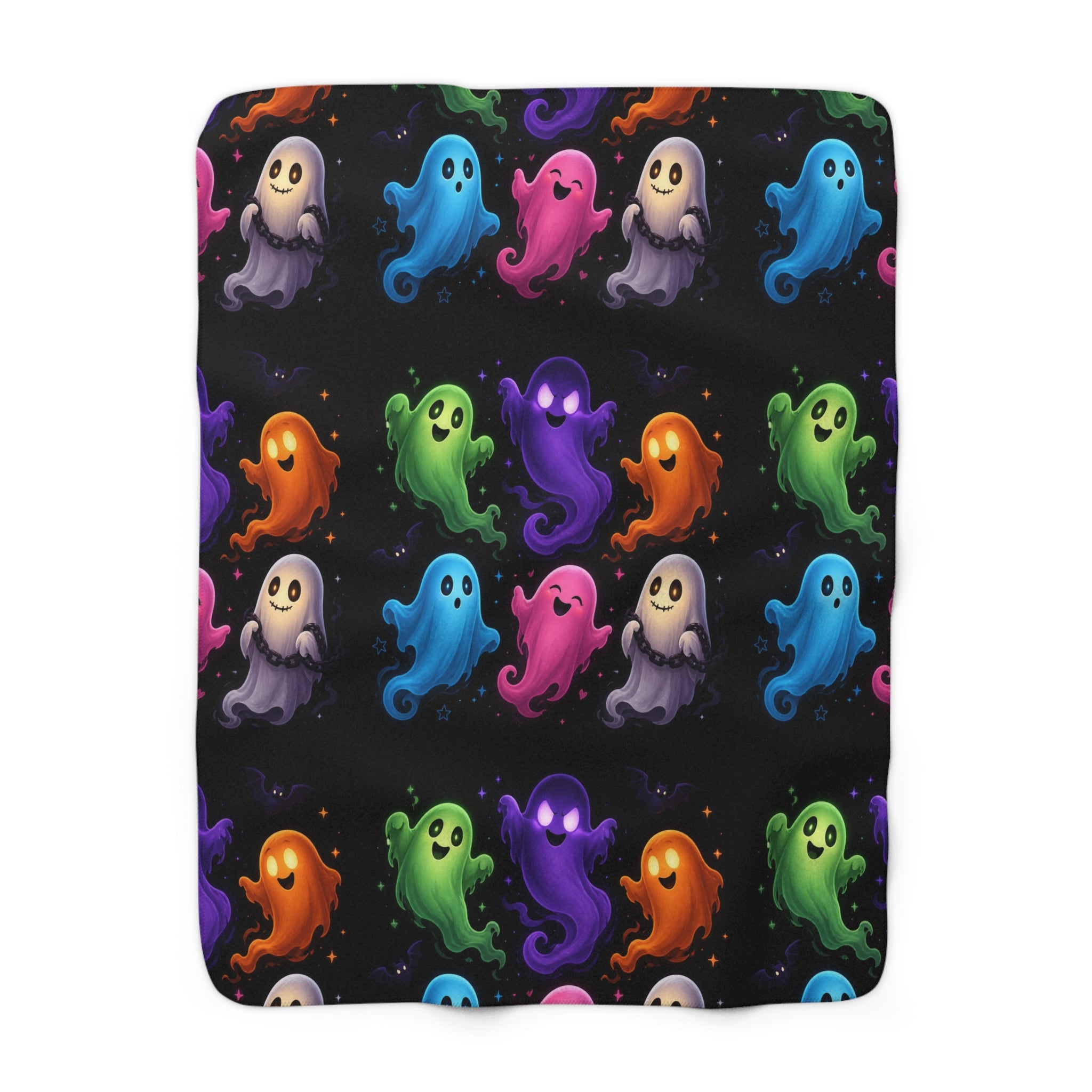 Colorful Ghosts Sherpa Fleece Blanket
