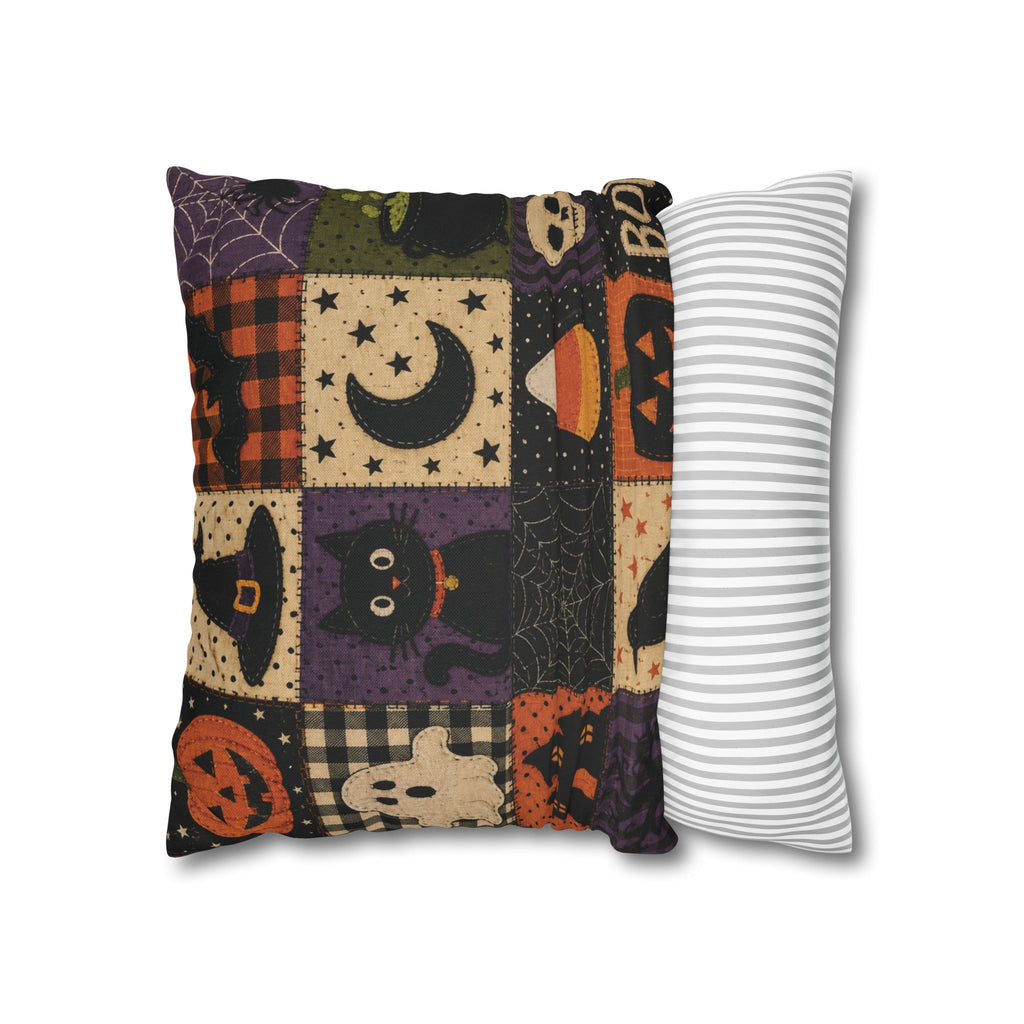 Halloween Spooky Cat, Candy Corn & Pumpkin Pillow Cover