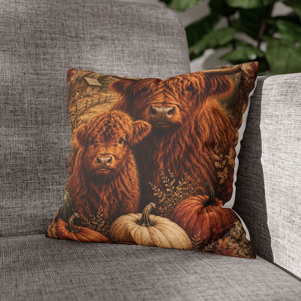 Autumn Highland Cow Pillow