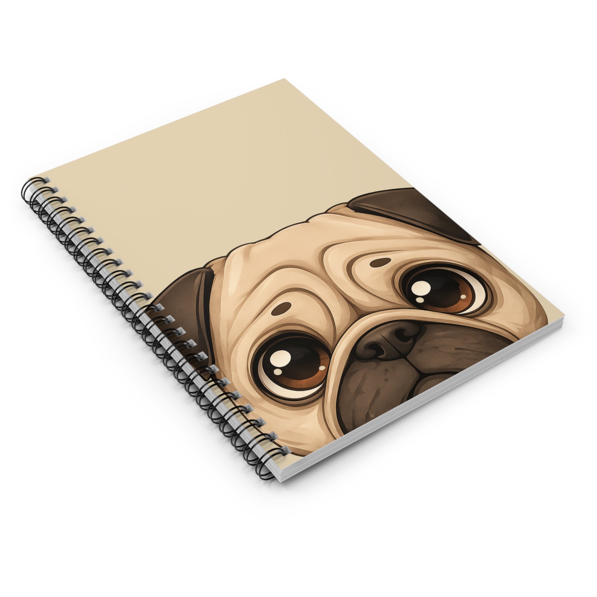 Cute Pug Face Spiral Notebook | Ruled Journal