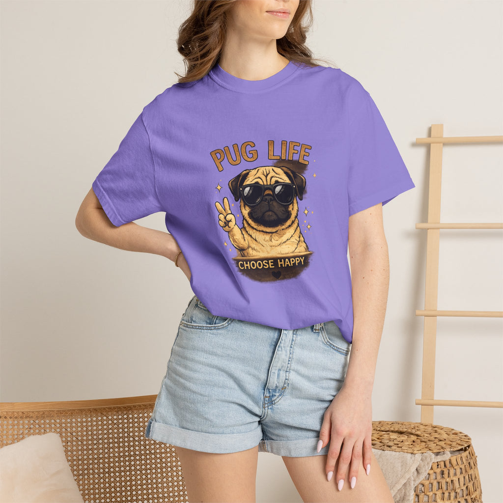 Pug T-Shirt — "Choose Happy" Cute Pug Graphic Tee