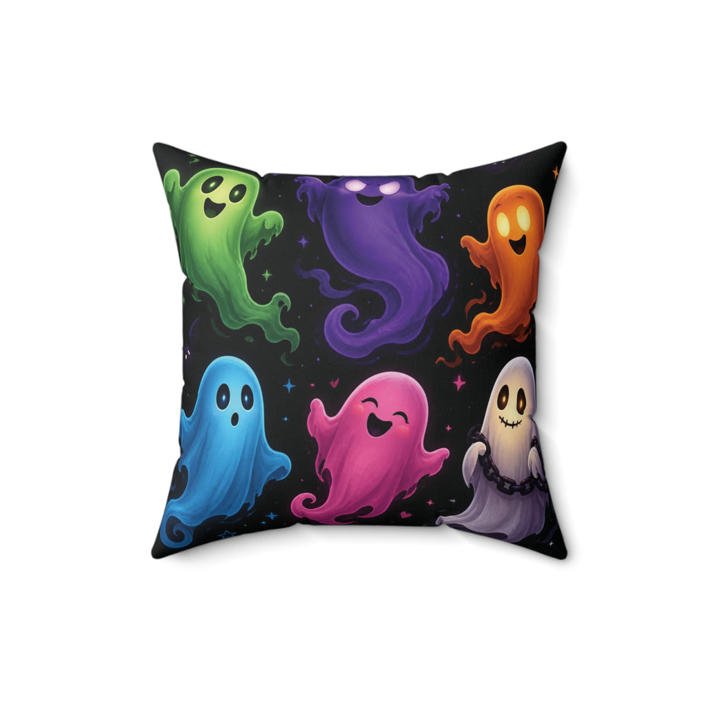 Cute Colorful Ghosts Square Pillow