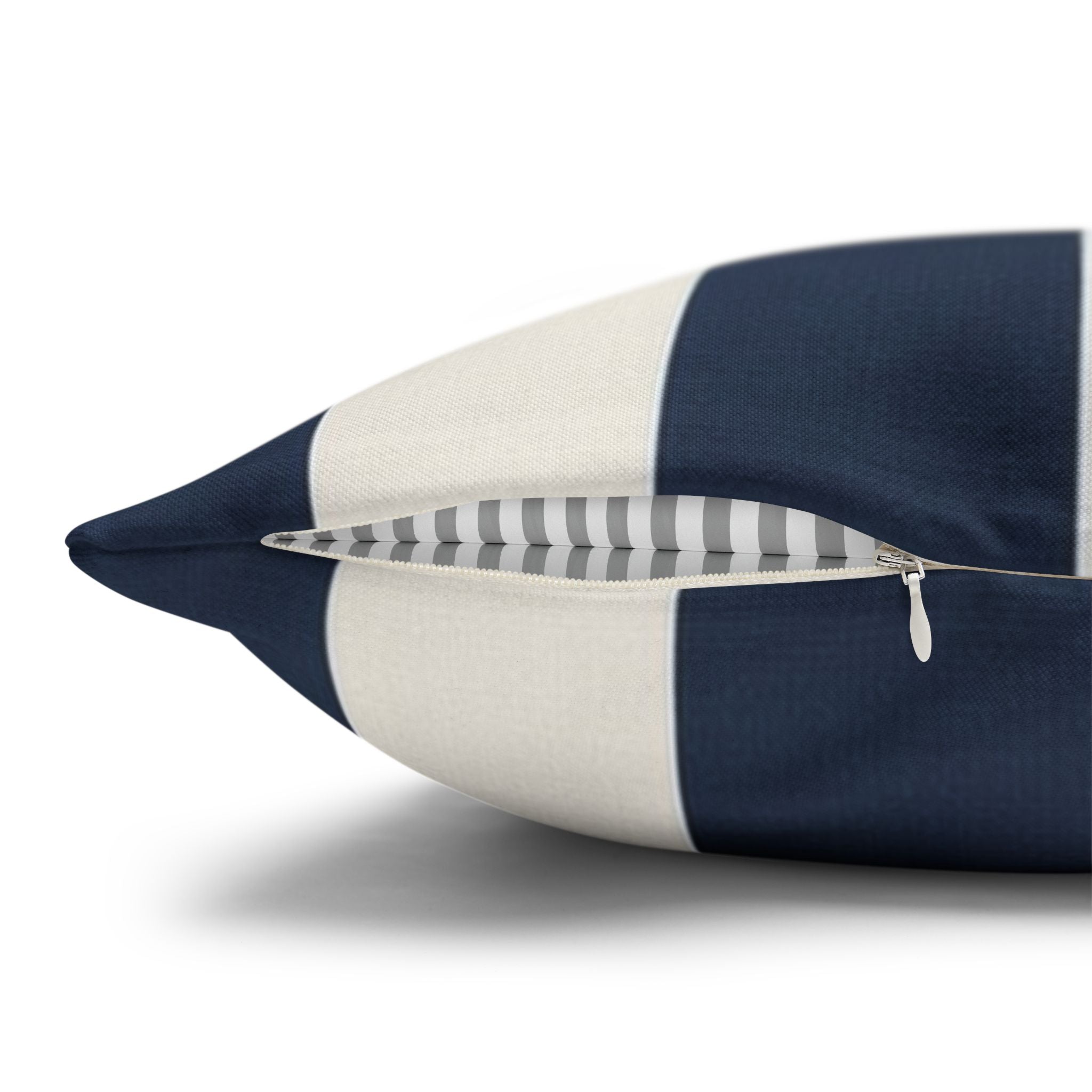 Navy Blue and White Striped Pillowcase