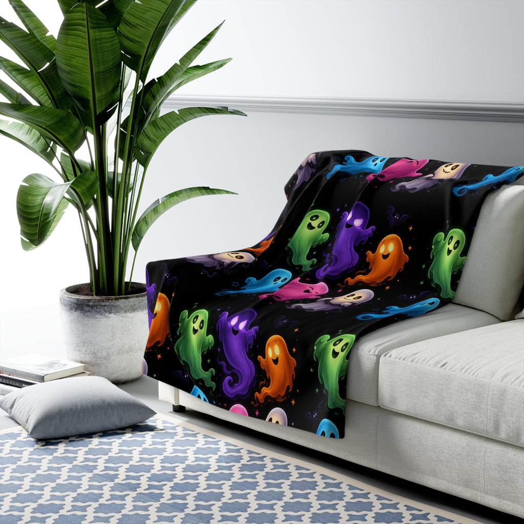 Colorful Ghosts Sherpa Fleece Blanket