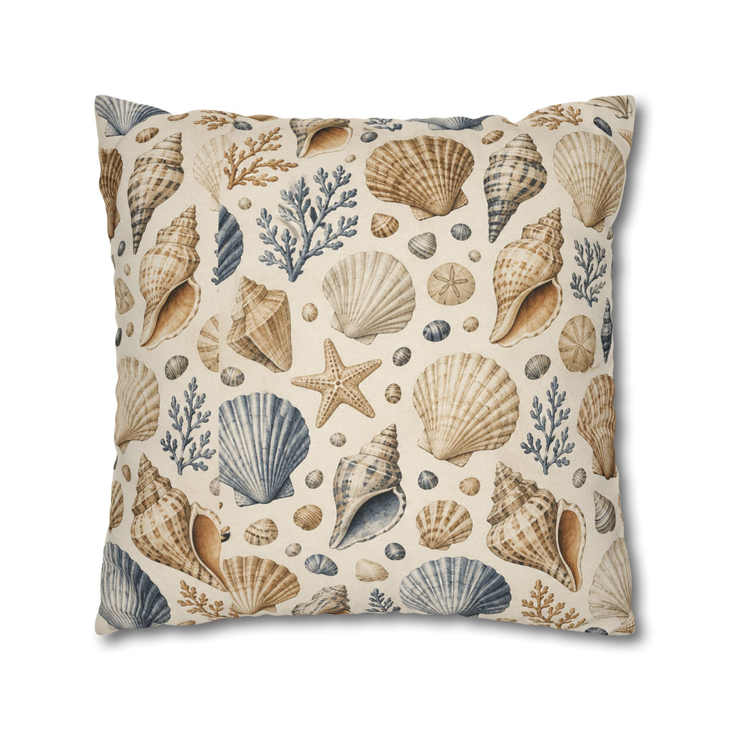 Seashell Coastal Throw Pillow Cover