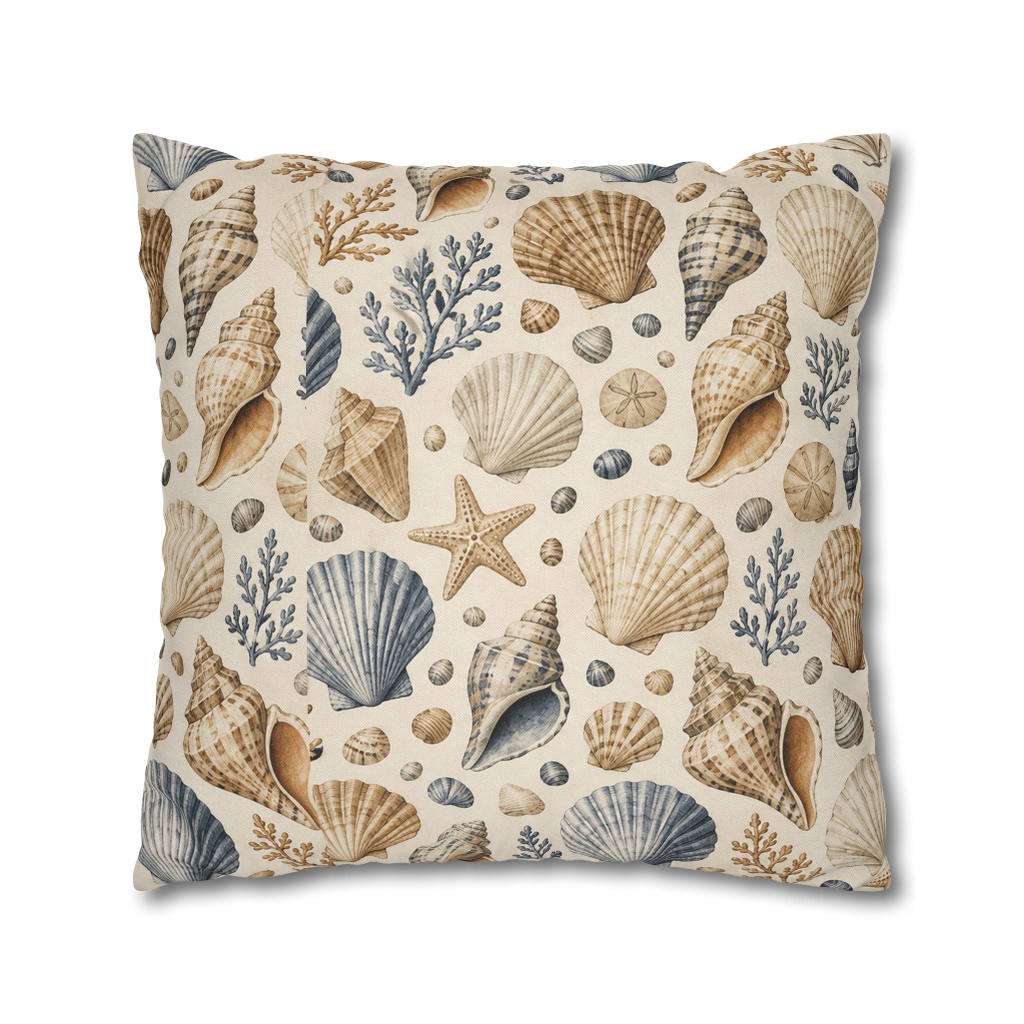 Seashell Coastal Throw Pillow Cover