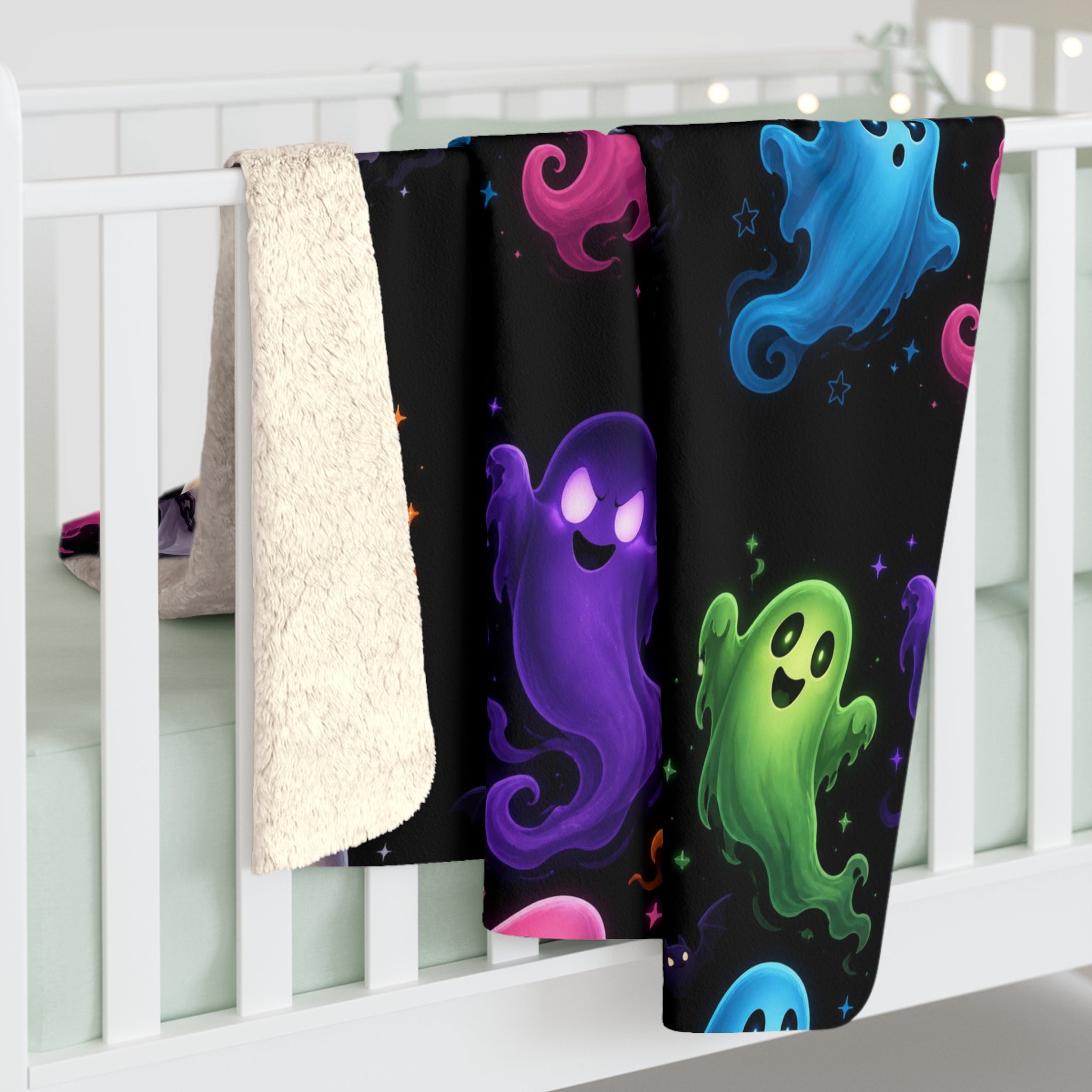 Colorful Ghosts Sherpa Fleece Blanket