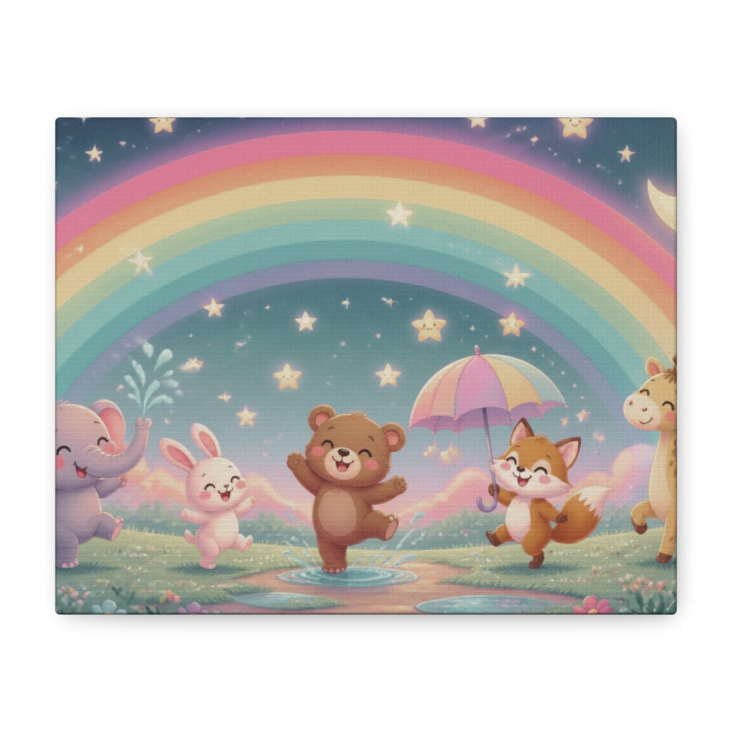 Dancing Forest Animals Rainbow Canvas | Nursery