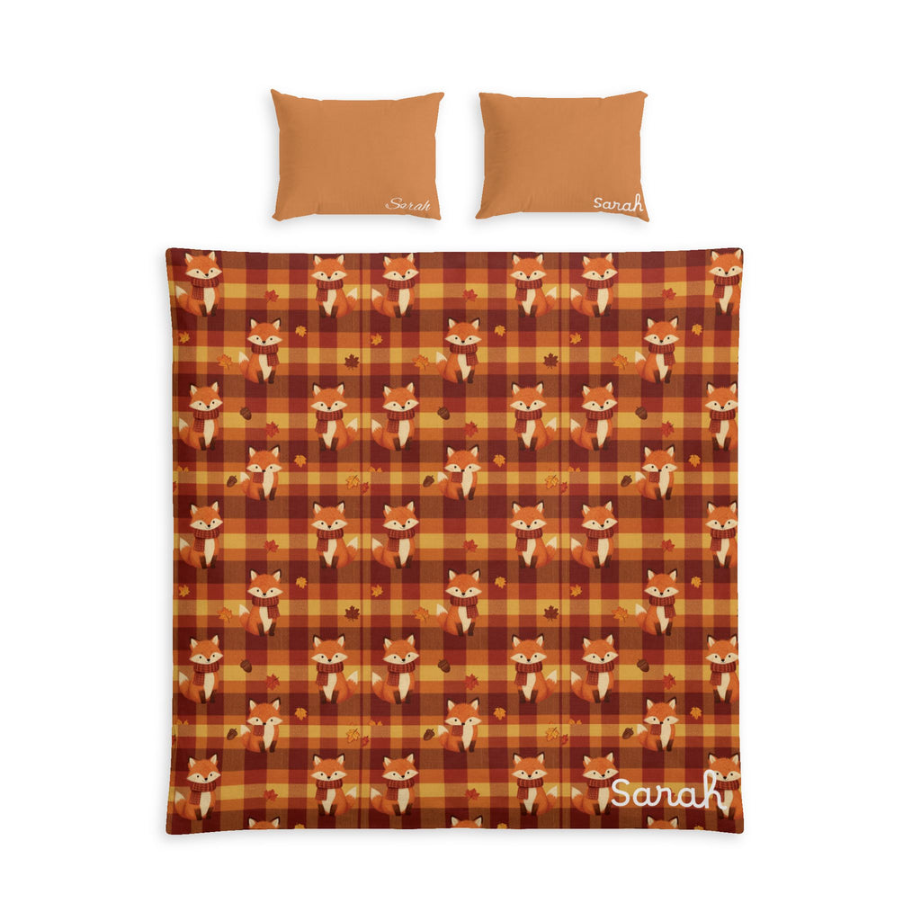 Autumn Plaid Fox Cotton Bed Set