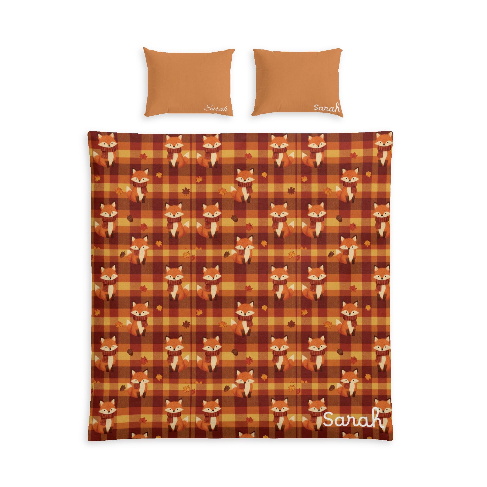 Autumn Plaid Fox Cotton Bed Set