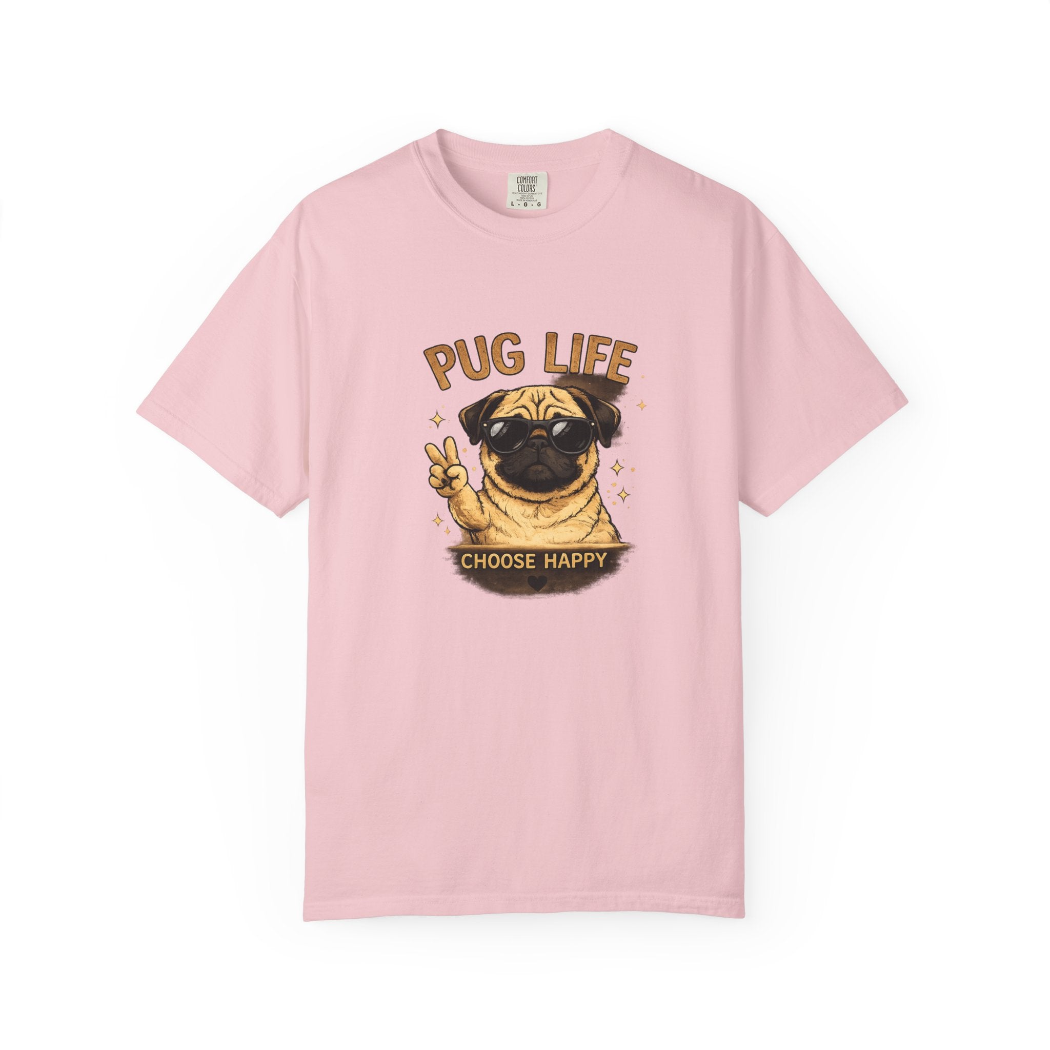 Pug T-Shirt — "Choose Happy" Cute Pug Graphic Tee