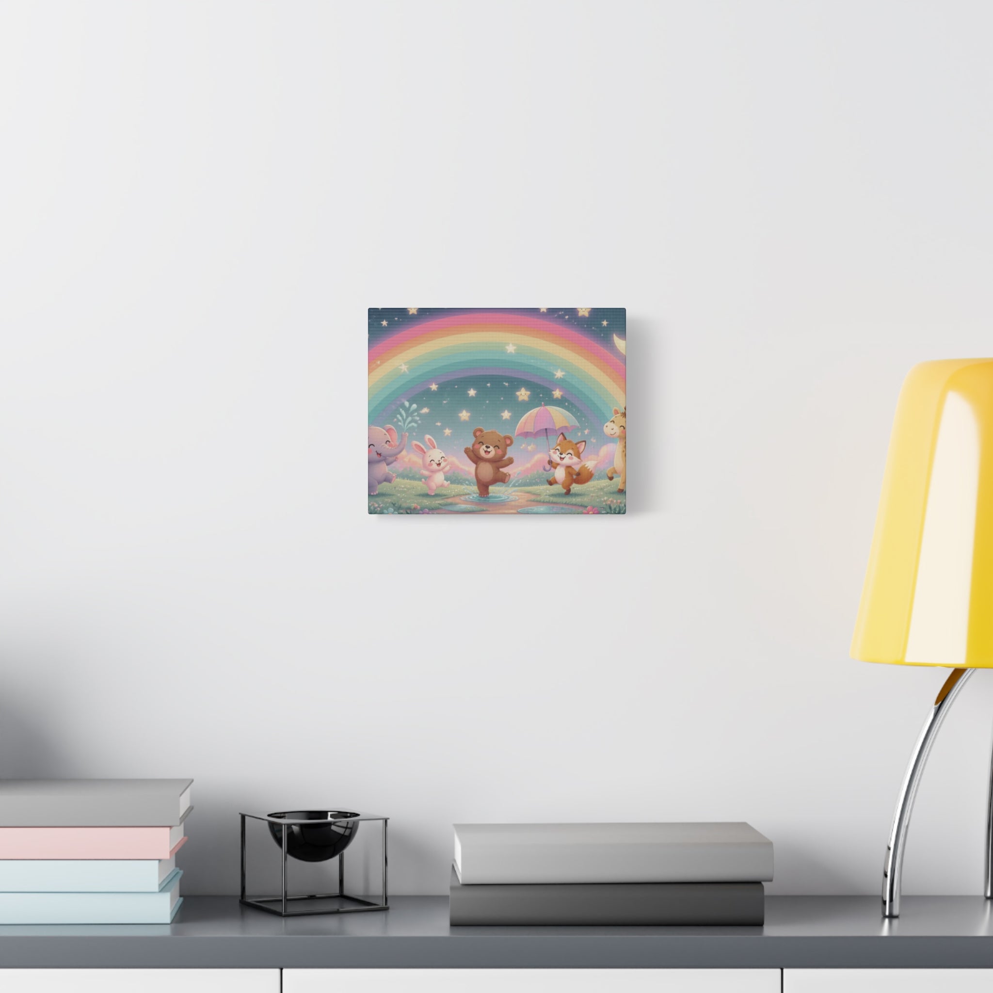 Dancing Forest Animals Rainbow Canvas | Nursery