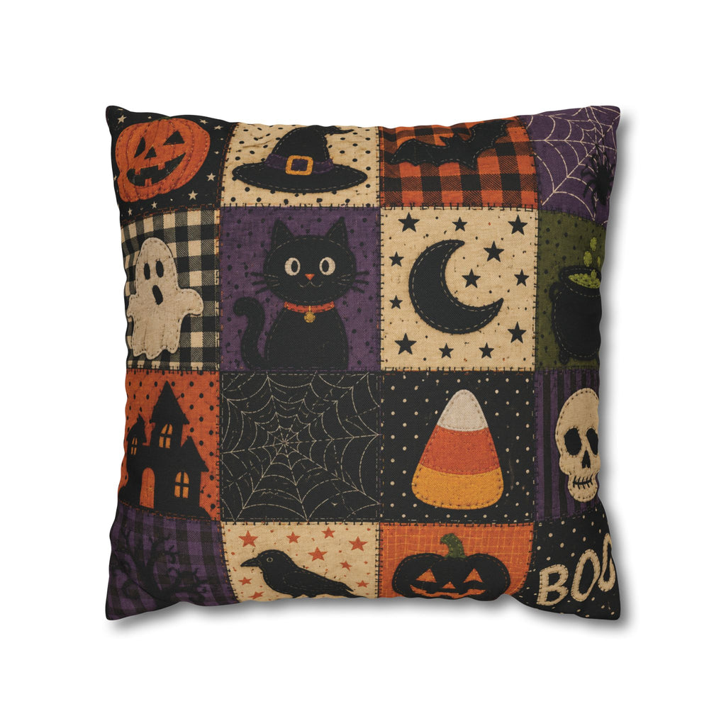 Halloween Spooky Cat, Candy Corn & Pumpkin Pillow Cover