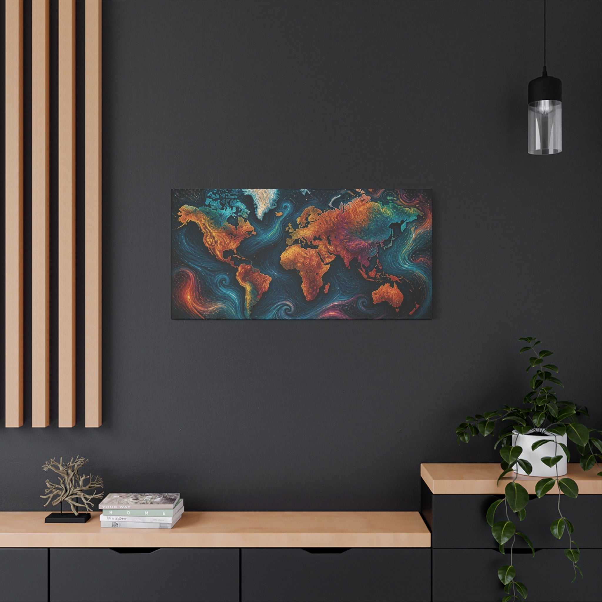 Colorful Abstract World Map Matte Canvas