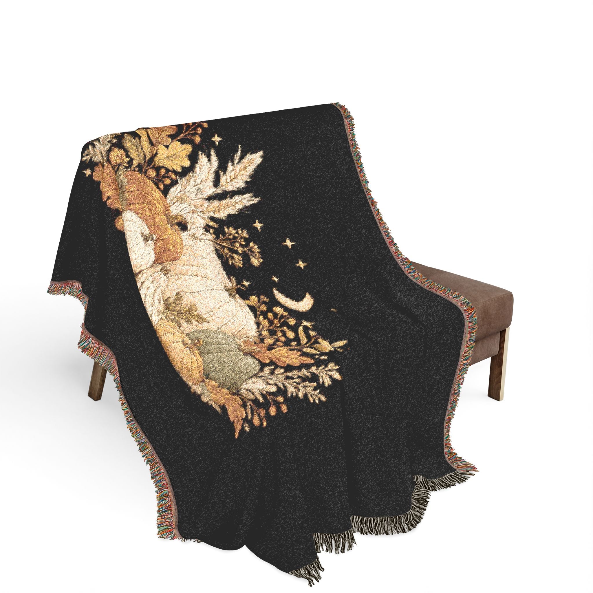 Autumn Pumpkin Moon Woven Blanket | Fall Harvest Nightscape