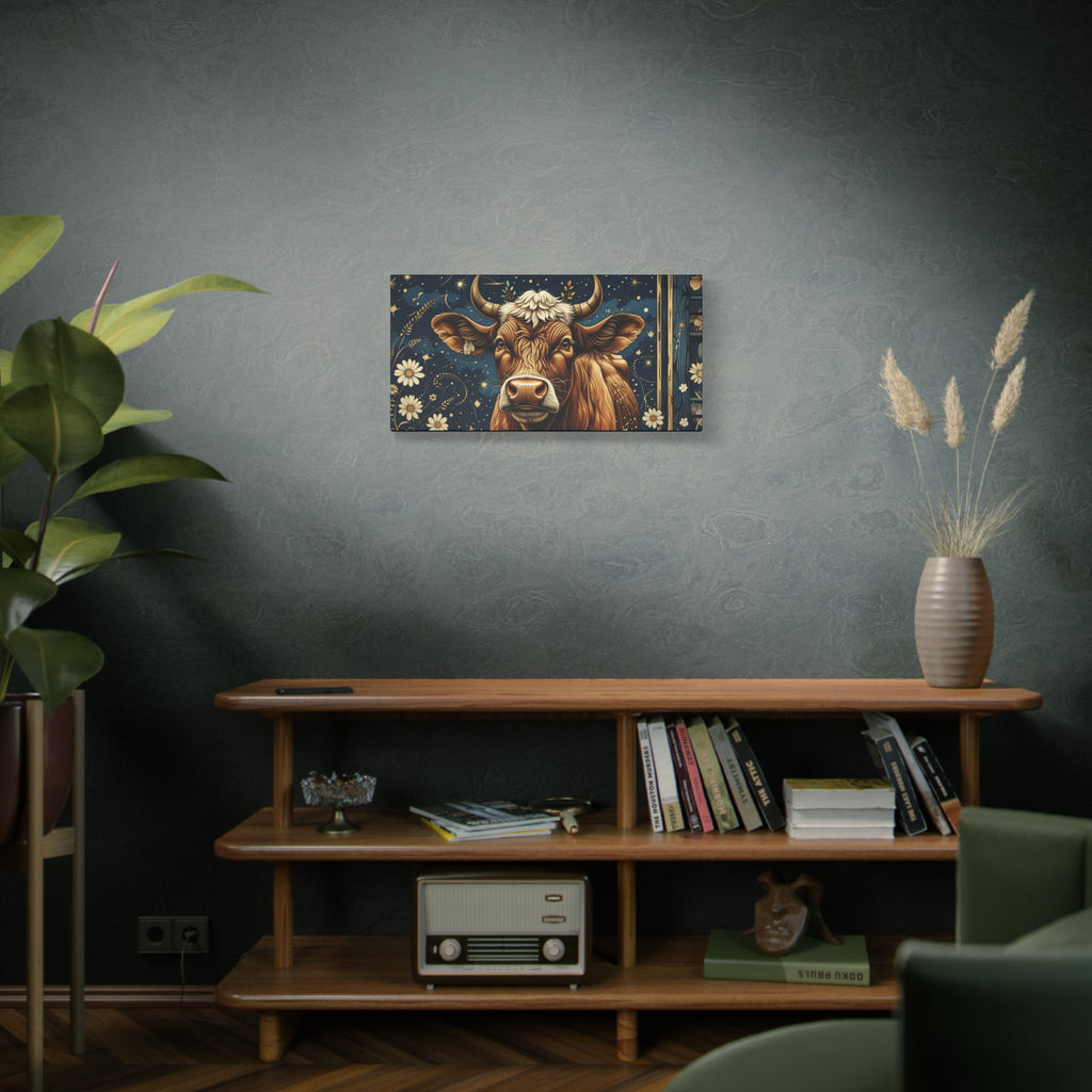 Highland Cow Celestial Abstract Portrait Wall Art | Living Room Art | Bathroom Art | Office Art