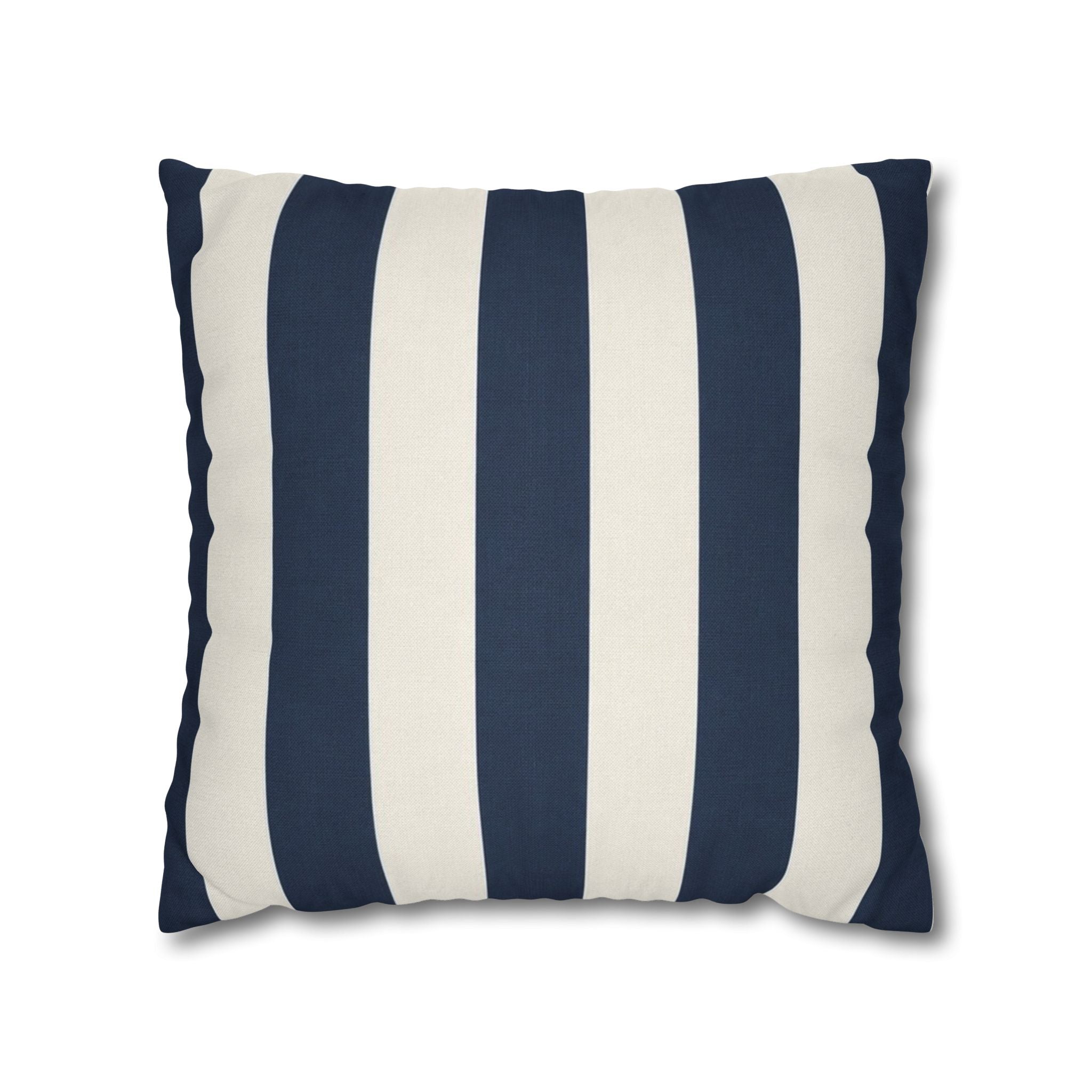 Navy Blue and White Striped Pillowcase