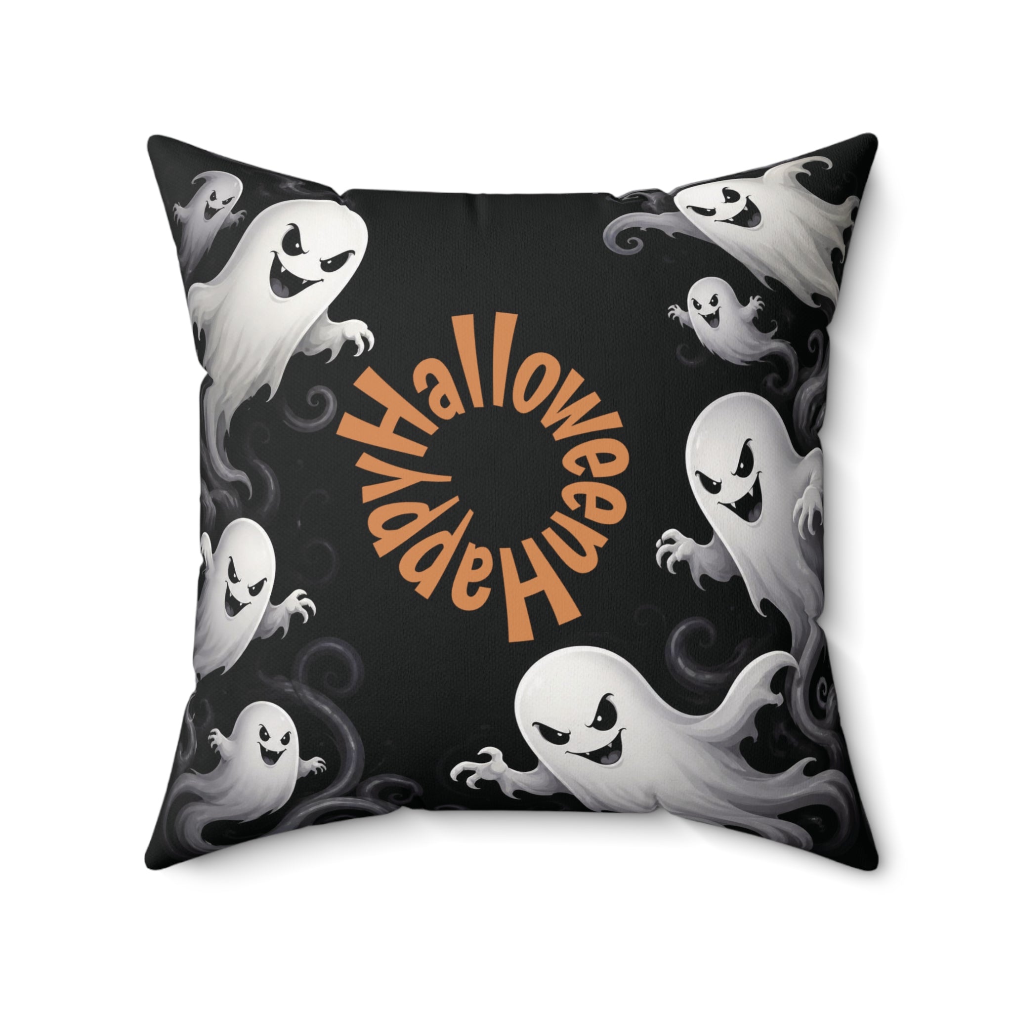 Spooky White Ghosts Decorative Pillow