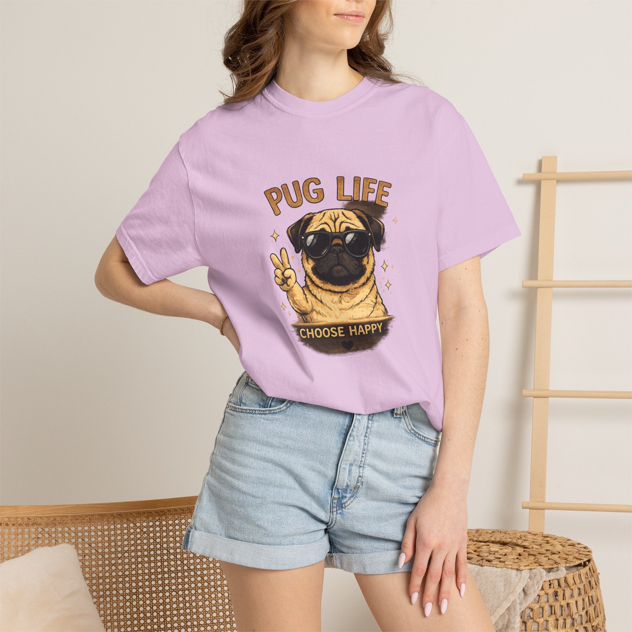 Pug T-Shirt — "Choose Happy" Cute Pug Graphic Tee
