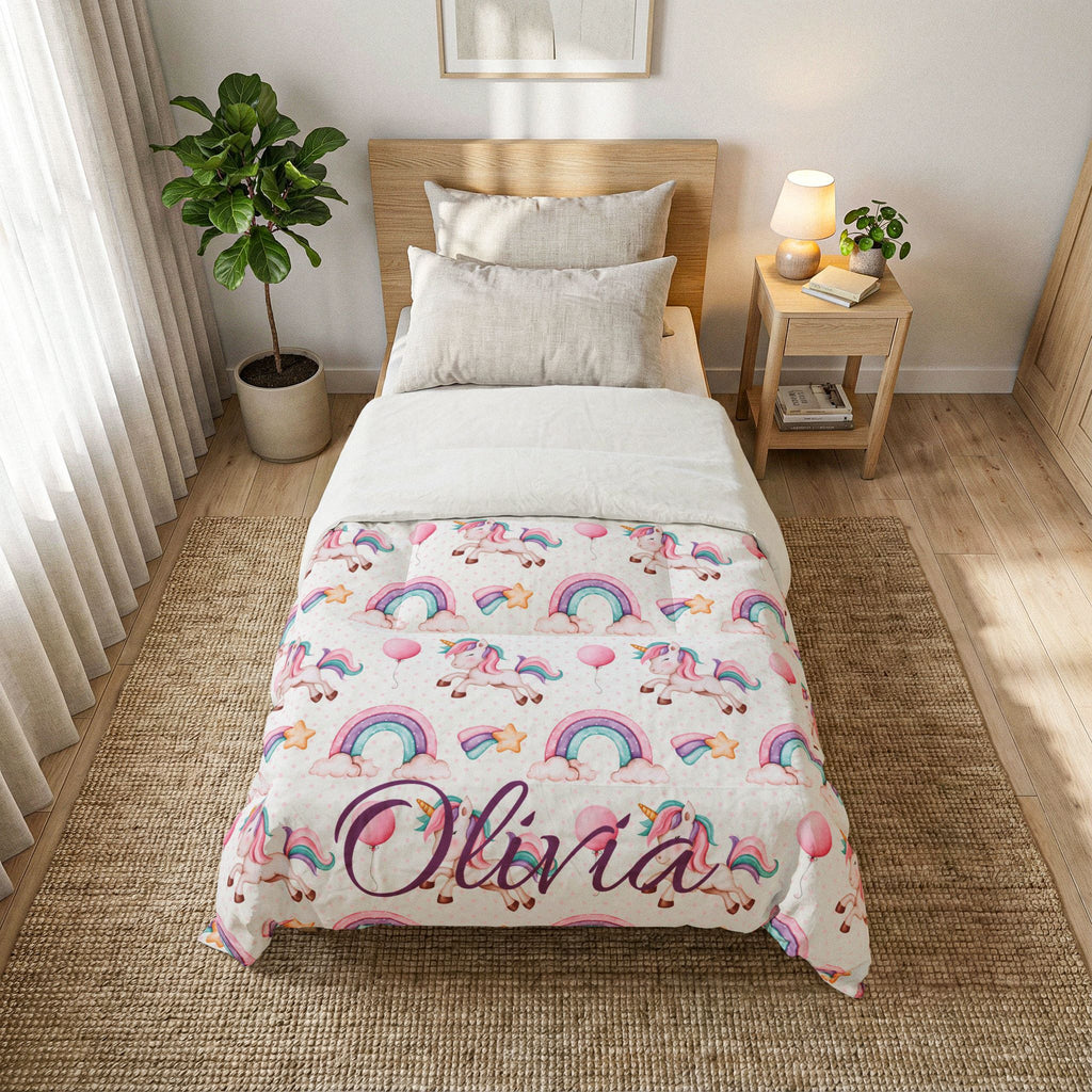 Personalized Unicorn Rainbow Comforter