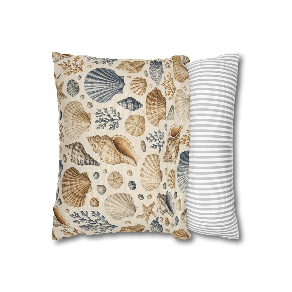 Seashell Coastal Throw Pillow Cover
