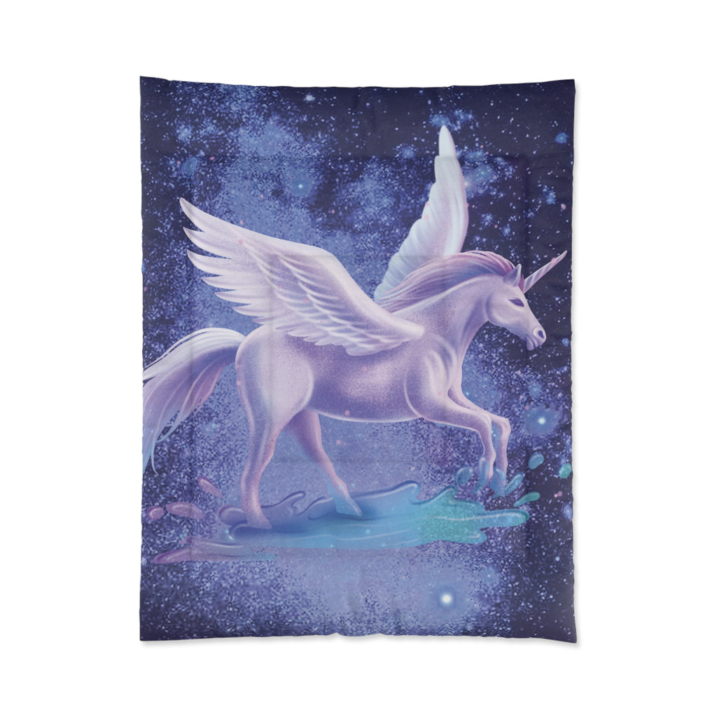 Pegasus Night Sky Comforter — Magical Unicorn Winged Horse Bedding for Kids & Teens