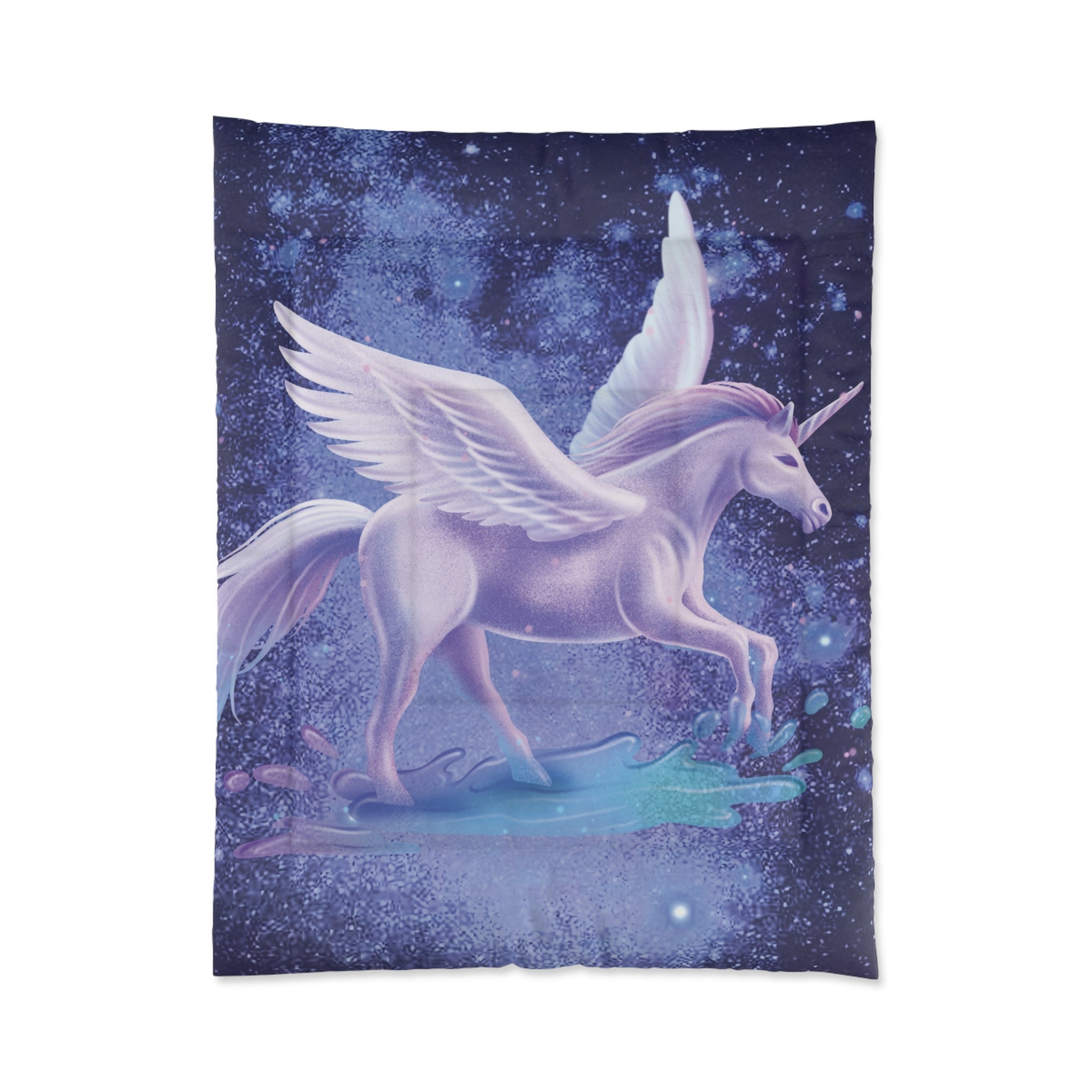 Pegasus Night Sky Comforter — Magical Unicorn Winged Horse Bedding for Kids & Teens
