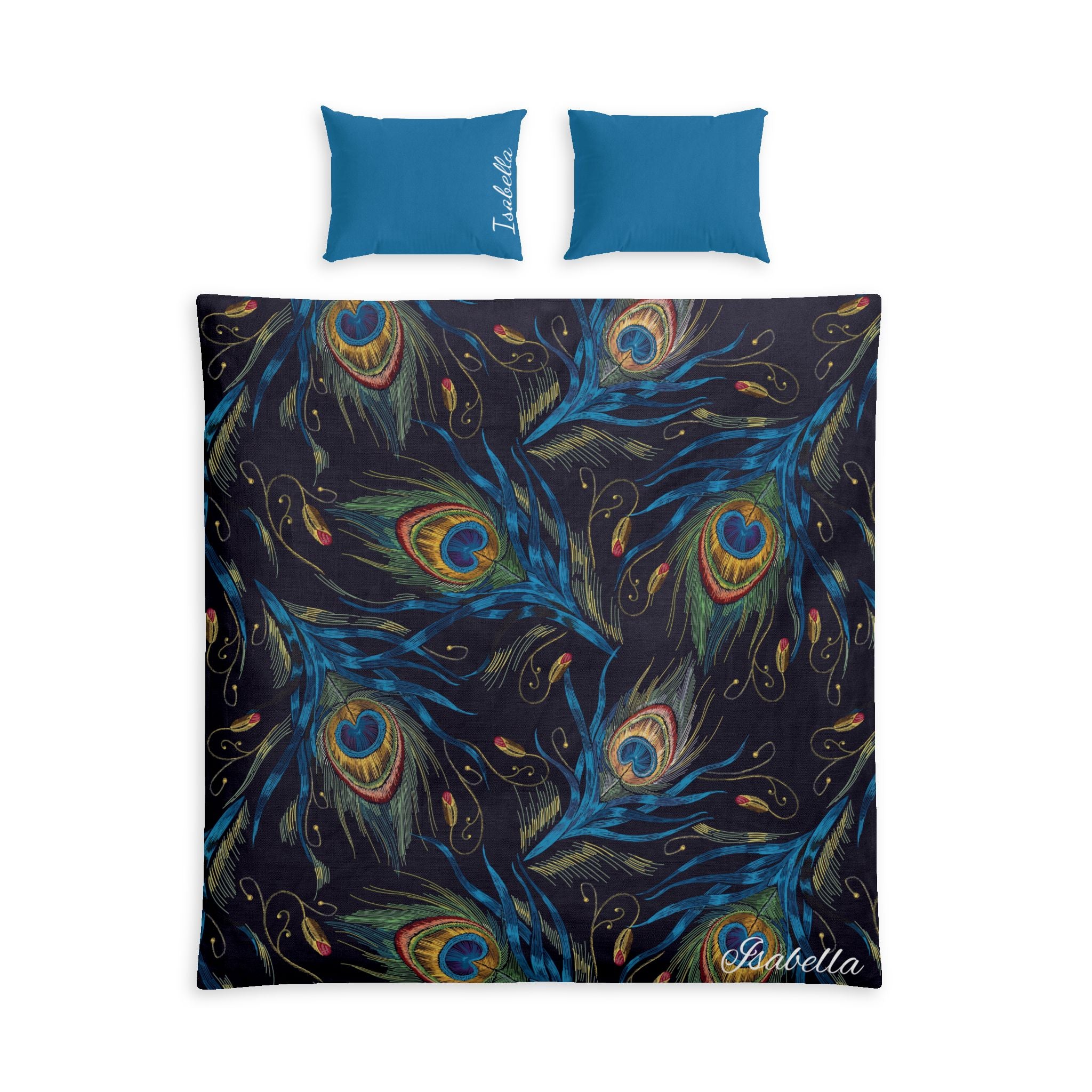 Personalized Bedding | College | Peacock Feather Duvet Cover