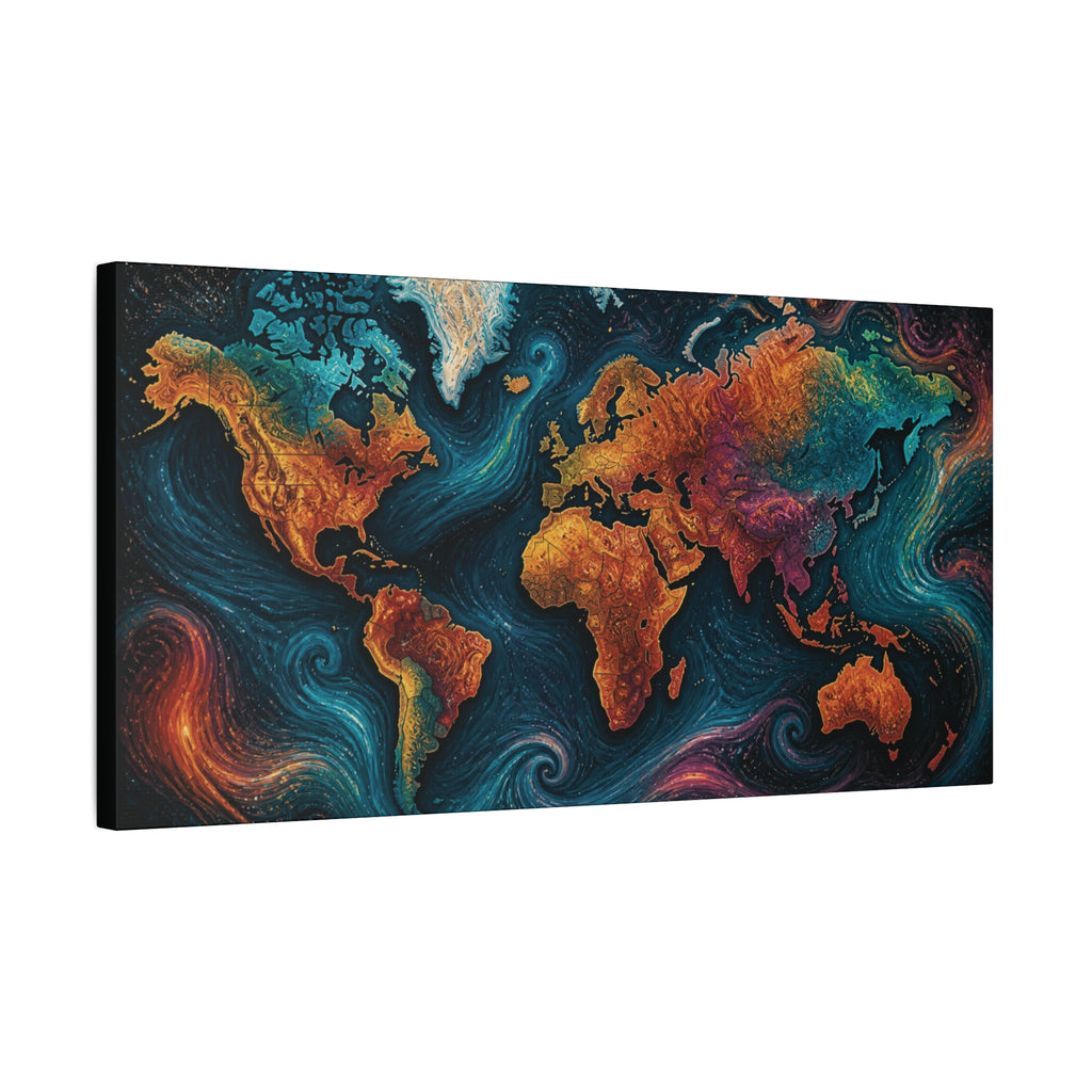 Colorful Abstract World Map Matte Canvas