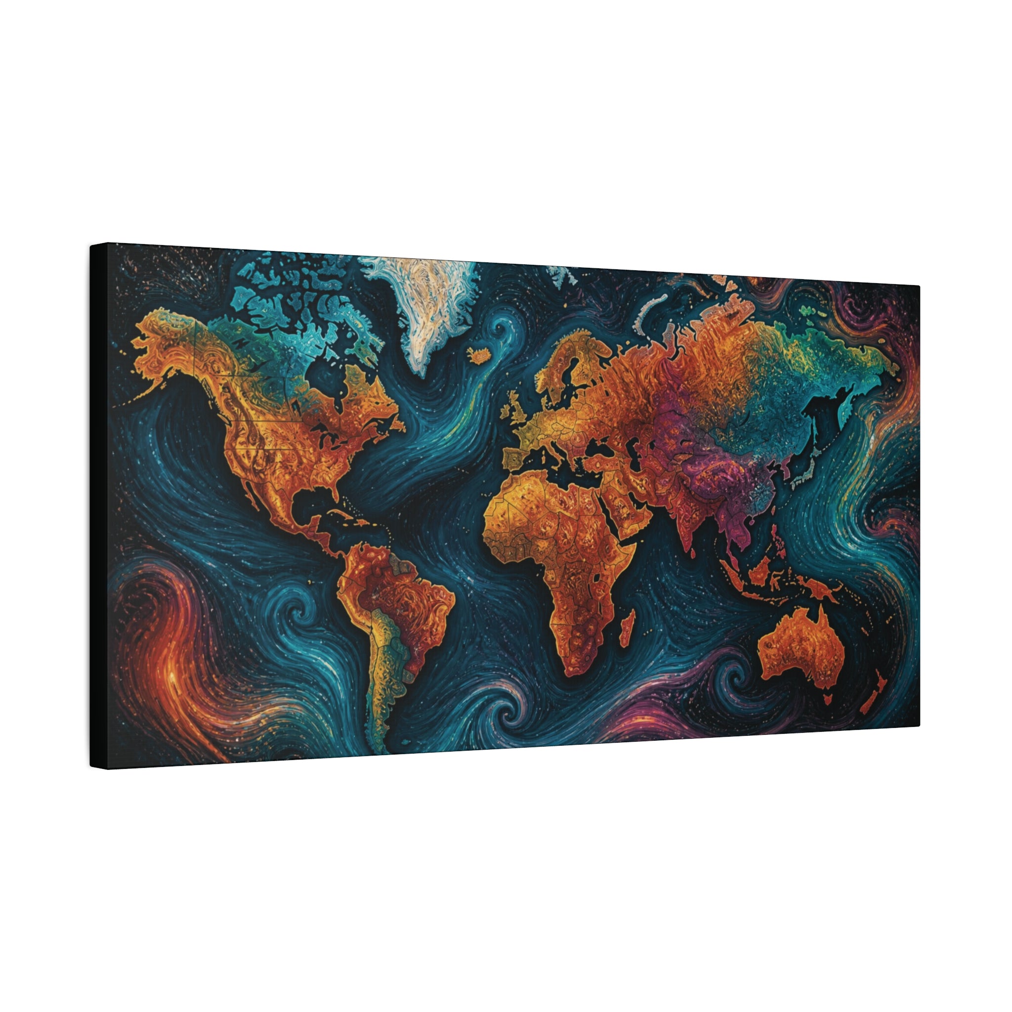Colorful Abstract World Map Matte Canvas