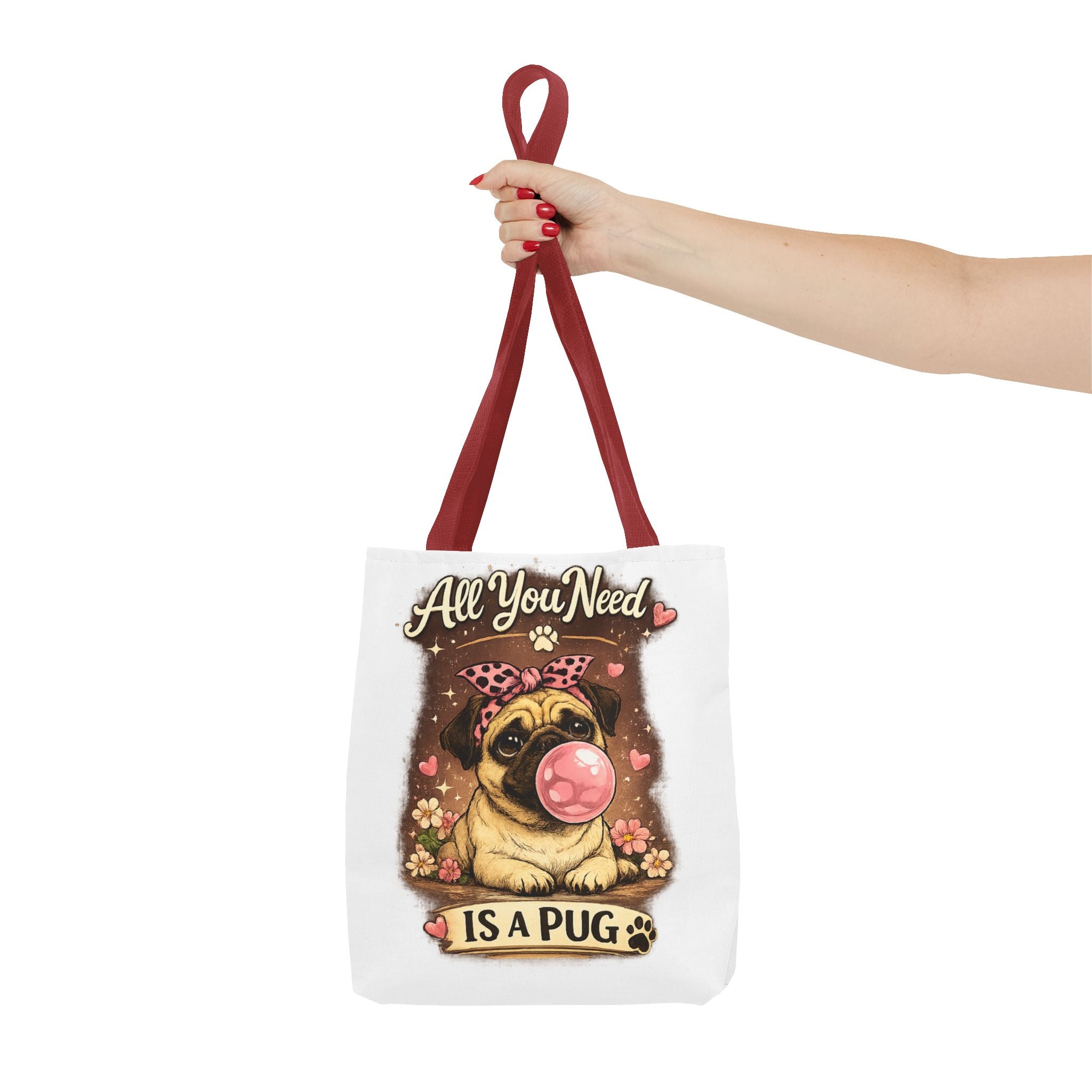 All You Need Is a Pug Tote Bag — Cute Pug Bubblegum Graphic Shopper