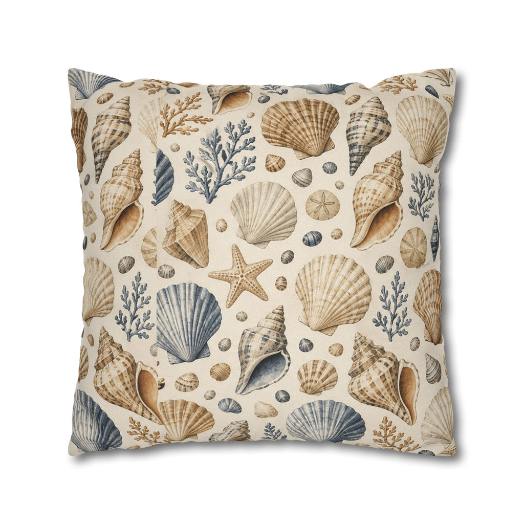Seashell Coastal Throw Pillow Cover