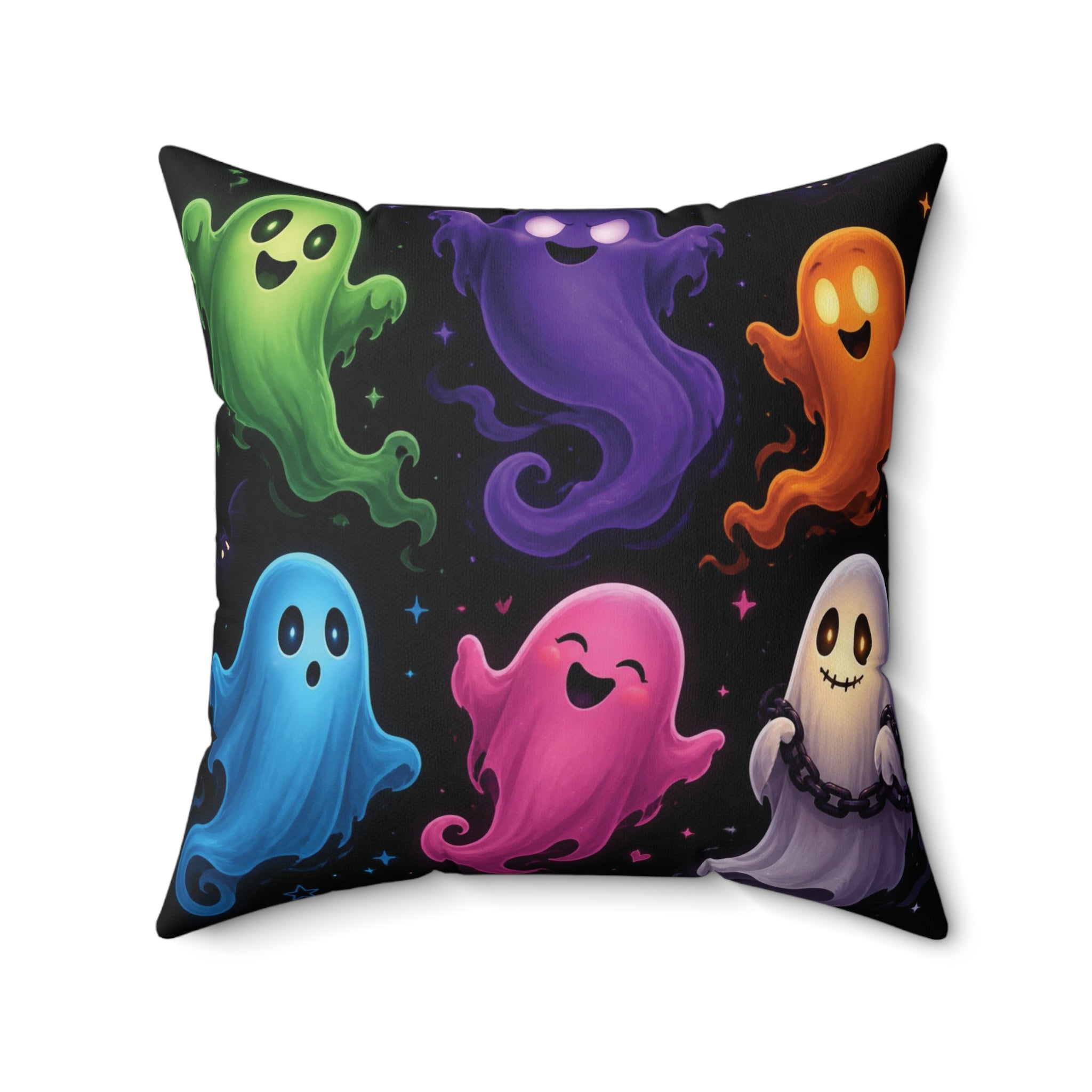 Cute Colorful Ghosts Square Pillow
