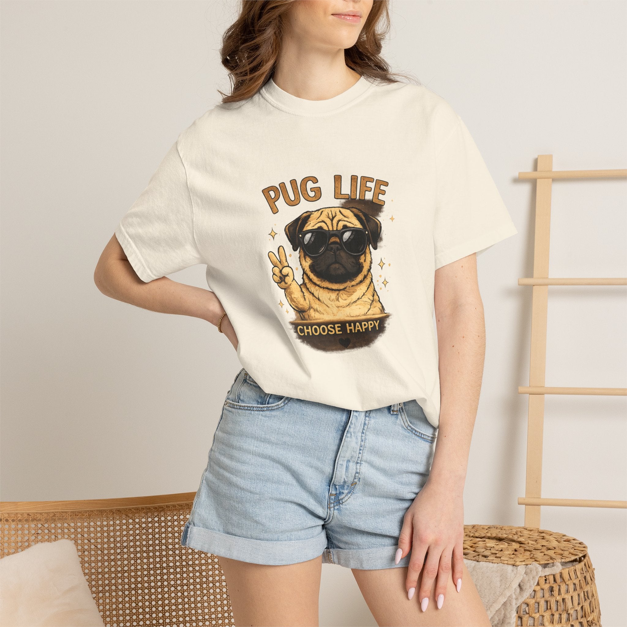 Pug T-Shirt — "Choose Happy" Cute Pug Graphic Tee