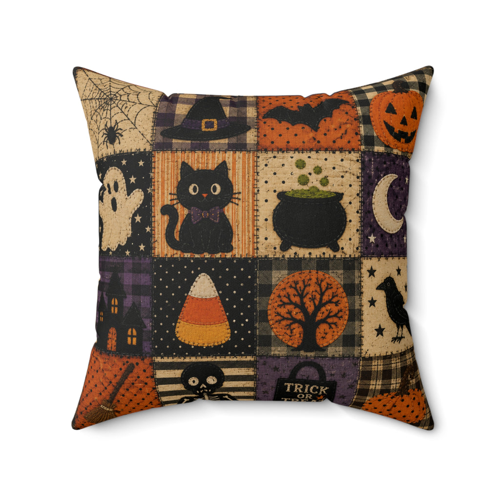 Halloween Patchwork Throw Pillow