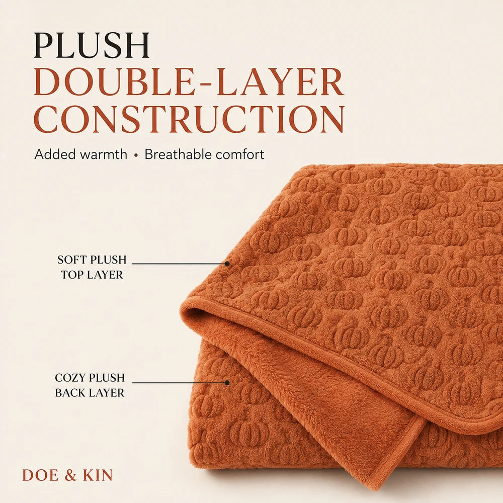 Raised Pumpkin Flannel Blanket