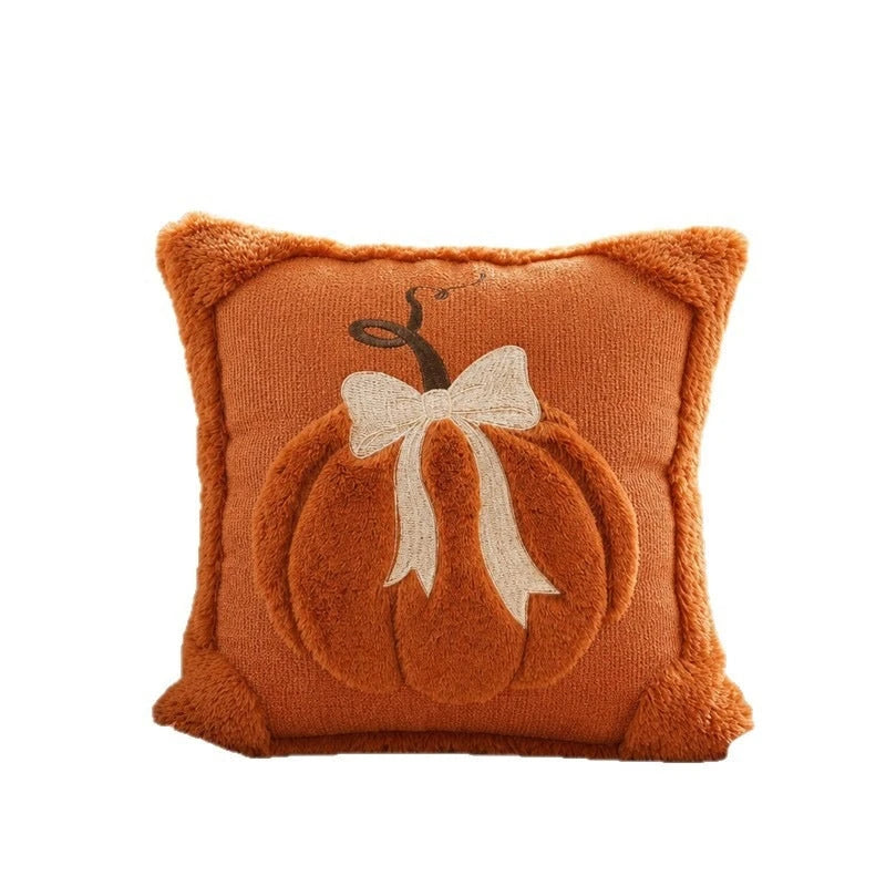 Embroidered Autumn Throw Pillow