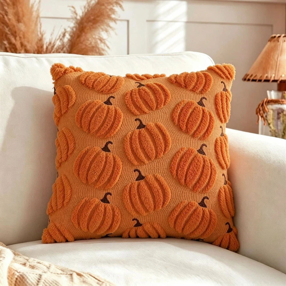 Embroidered Autumn Throw Pillow