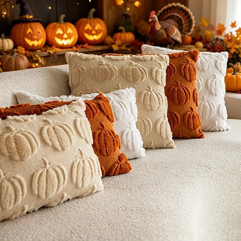 Embroidered Autumn Throw Pillow