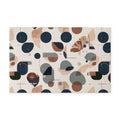 Abstract Mid Century Shapes Washable Rug | Geometric Circle Dot Modern Floor Mat