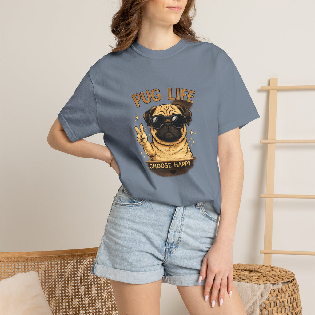 Pug T-Shirt — "Choose Happy" Cute Pug Graphic Tee
